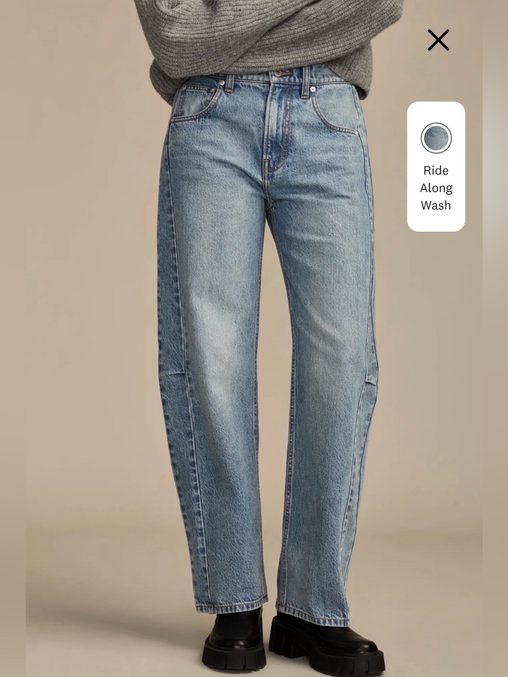 Barrel Leg Jeans Medium Wash Mid Rise